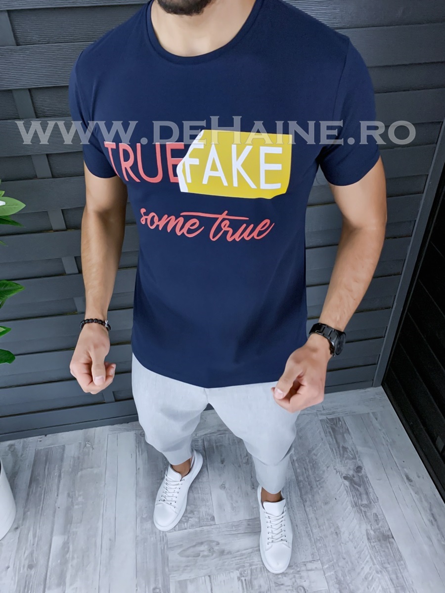 Tricou barbati bleumarin PREMIUM slim fit ZR B1122